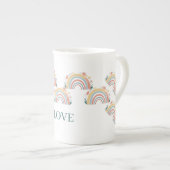 Bloemige Boho Regenboog Bone China Mok (Voorkant rechts)