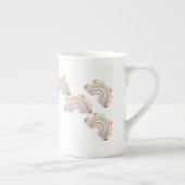 Bloemige Boho Regenboog Bone China Mok (Rechts)