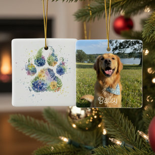 Bloemige Boho Roze Roos Hond Moeder Huisdier Liefh Keramisch Ornament