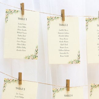 Bloemige boho trouwstoelplan kaarten