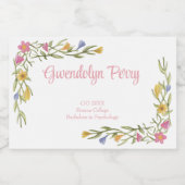 Bloemige Boho Universiteit Afstudeerfeest Sparkling Wijnetiket (Enkel label)