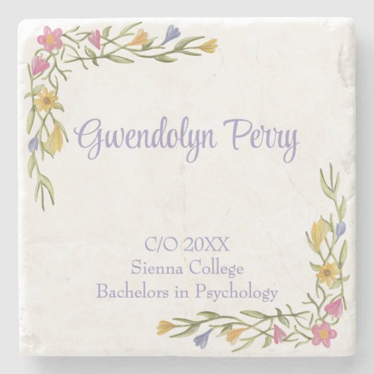 Bloemige Boho Universiteit Afstudeerfeest Stenen Onderzetter (Voorkant)