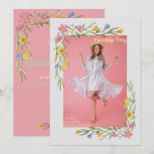 Bloemige Boho Universiteit Afstudeerfeest Uitnodig Save The Date (Voorkant / Achterkant)