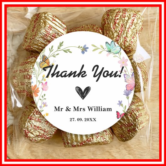 Bloemige Boho Wilde Bloem Bruiloft Dank Je Ronde Sticker