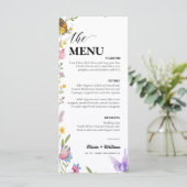 Bloemige Boho Wilde Bloem Bruiloftsmenu Bedankkaar Menu (Staand voorkant)