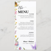Bloemige Boho Wilde Bloem Bruiloftsmenu Bedankkaar Menu (Voorkant)