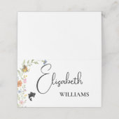 Bloemige Boho Wilde Bloem Vis Menu Bruiloft Naamka (Buitenkant ongevouwen)