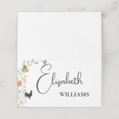 Bloemige Boho Wilde Bloemen Kip Menu Naamkaart (Buitenkant ongevouwen)