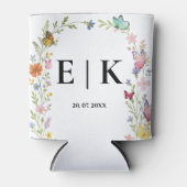 Bloemige Boho Wilde Bloemen Vlinder Bruiloft Blikjeskoeler (Voorkant)