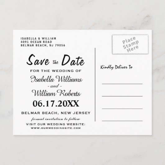 Bloemige Boho Zomer Strand Bruiloft Bewaar de Datu Aankondigingskaart (Achterkant)