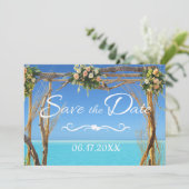 Bloemige Boho Zomer Strand Bruiloft Save the Date (Staand voorkant)