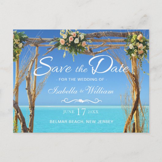 Bloemige Boho Zomer Strand Bruiloft Save the Date Aankondigingskaart (Voorkant)