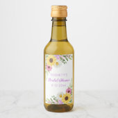 Bloemige Boho Zonnebloem Bruidsdouche Wijn Etiket (Voorkant)