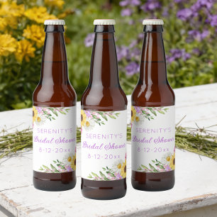 Bloemige Boho Zonnebloem Madeliefjes Bruidsdouche Bier Etiket