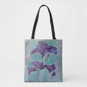 Bloemige boodschappentas met baardiris tote bag (Voorkant)