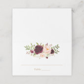 Bloemige bordeauxroze groene elegante plaatskaart plaatskaartje (Buitenkant ongevouwen)