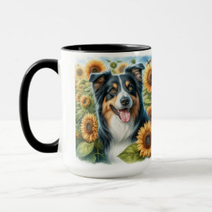 Bloemige Border Collie Hond Liefhebber Koffiemok Mok
