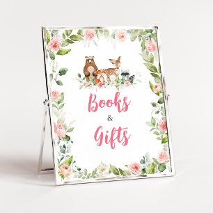 Bloemige bos baby shower boeken en cadeaus bord poster