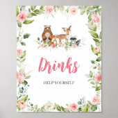 Bloemige bos baby shower drankbord poster (Voorkant)