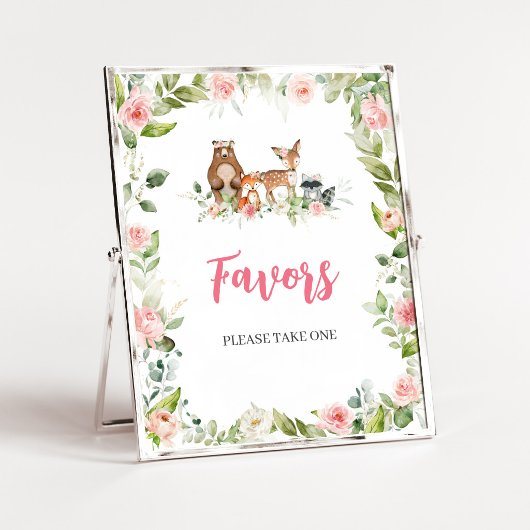 Bloemige bos baby shower favors bord poster