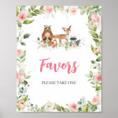 Bloemige bos baby shower favors bord poster (Voorkant)