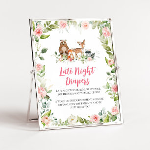Bloemige bos baby shower laat nacht luier bord poster