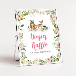 Bloemige bos baby shower luier raffle bord poster