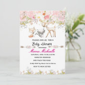 bloemige bosdier baby shower uitnodiging (Staand voorkant)