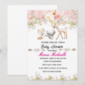 bloemige bosdier baby shower uitnodiging (Voorkant / Achterkant)