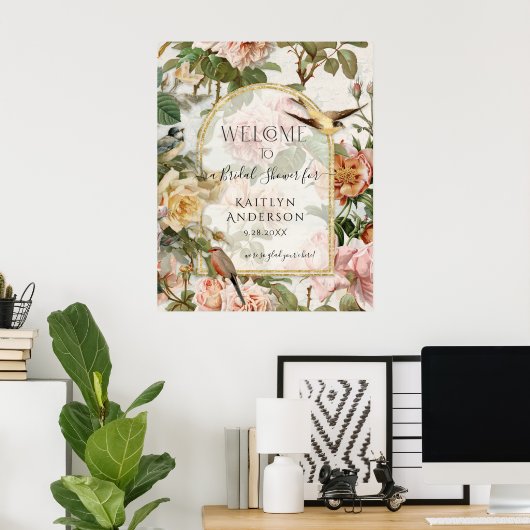 Bloemige botanische aquarel bruidsontvangst bruids poster (Thuiskantoor)