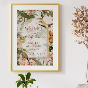 Bloemige botanische aquarel bruidsontvangst bruilo poster