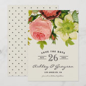 Bloemige Botanische Bloemen Bewaar de Datum Aankon Save The Date (Voorkant / Achterkant)