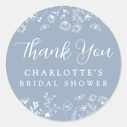 Bloemige botanische bruidsdouche ronde sticker (Voorkant)