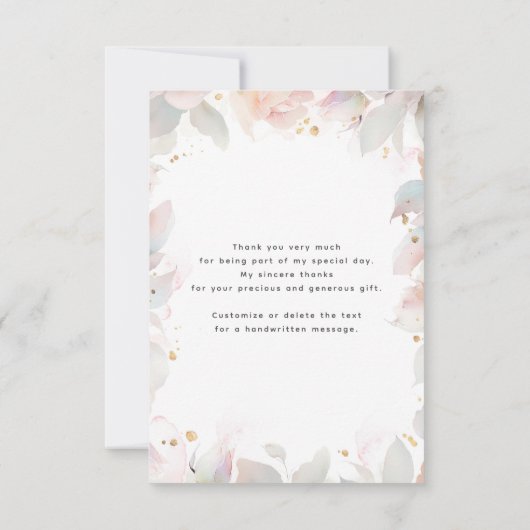 Bloemige botanische bruiloftsdankjewel bedankkaart (Achterkant)