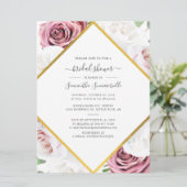 Bloemige botanische elegante script bruidsuitnodig kaart (Staand voorkant)