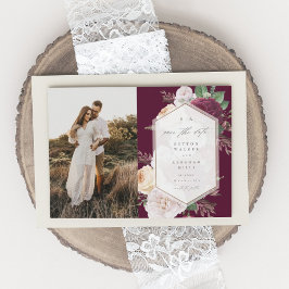 Bloemige Botanische Foto Trouw Save the Date Kaart