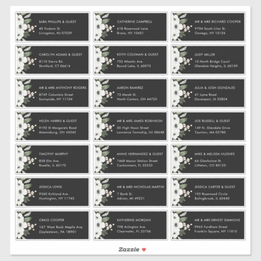 Bloemige Botanische Huwelijksgast Adreslabels Sticker (Vel)