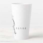 Bloemige botanische monogram "R" Aangepaste tekst  Latte Mok (Voorkant)