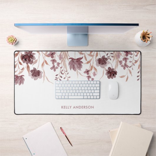 Bloemige Botanische Trendy Blad Monogram Bureaumat (Kantoor 1)