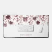 Bloemige Botanische Trendy Blad Monogram Bureaumat (Keyboard & Muis)