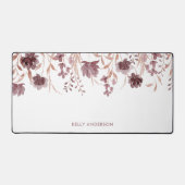 Bloemige Botanische Trendy Blad Monogram Bureaumat (Voorkant)