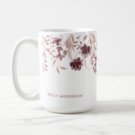 Bloemige Botanische Trendy Blad Monogram Koffiemok (Links)
