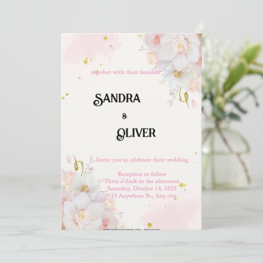 Bloemige botanische uitnodiging (Staand voorkant)