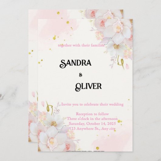 Bloemige botanische uitnodiging (Voorkant / Achterkant)