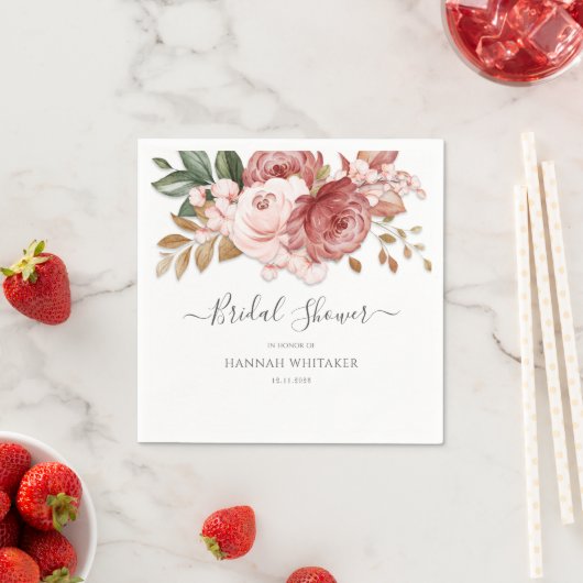 Bloemige botanische waterverf bruidsdouche papier servet (Insitu)