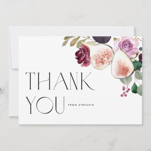 Bloemige Bourgogne Bloemen met Vijgen en Besjes Bedankkaart (Voorkant)