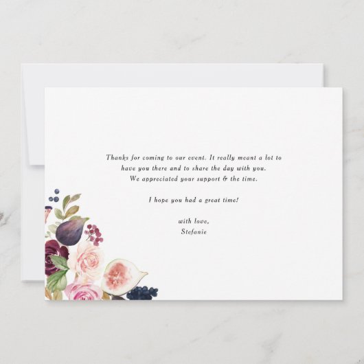 Bloemige Bourgogne Bloemen met Vijgen en Besjes Bedankkaart (Achterkant)