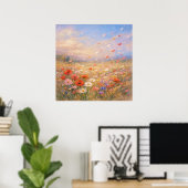 Bloemige Bries - Pastel Schilderstijl Kunst Poster (Thuiskantoor)