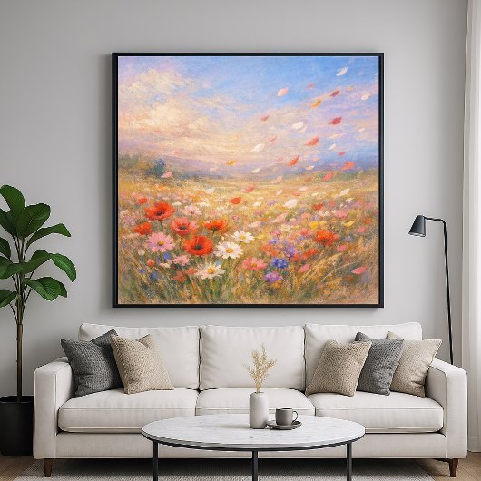 Bloemige Bries - Pastel Schilderstijl Kunst Poster