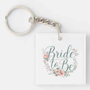 Bloemige Bruid Papieren Borden, Roze Rozen  Sleutelhanger